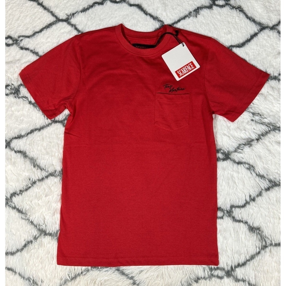 REASON Scarface Tony Montana Pocket Tee Shirt Red Men's Size S *NEW* RARE